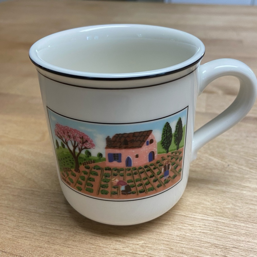 Villeroy & Boch Design Naif collector coffee tea cup #1 FARMLAND FIELDS rooster